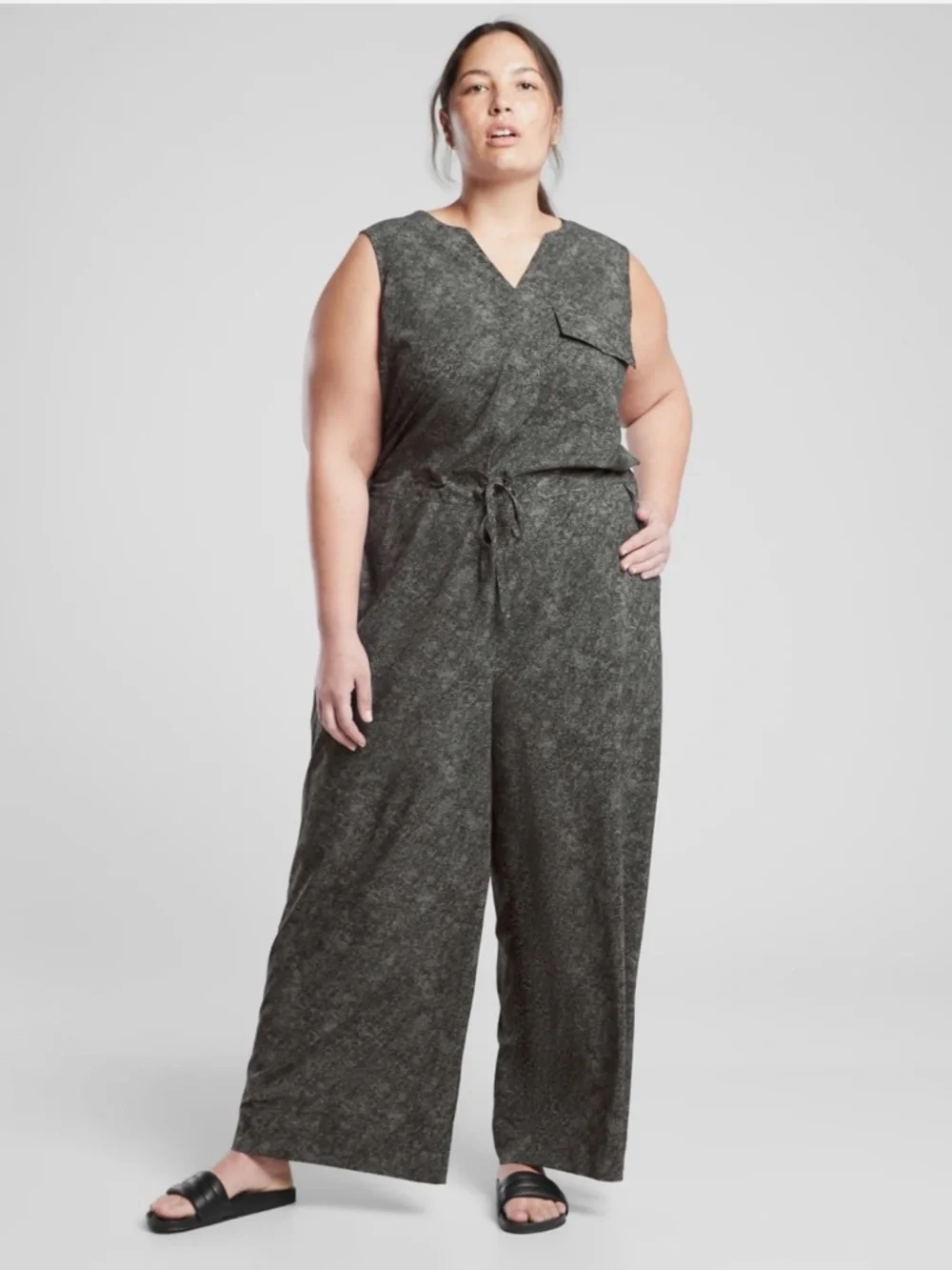 Athleta‎ Topanga Printed Jumpsuit, Viper Black 1X